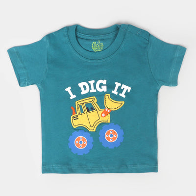 Infant Boys Cotton T-Shirt I Dig It - Teal Green