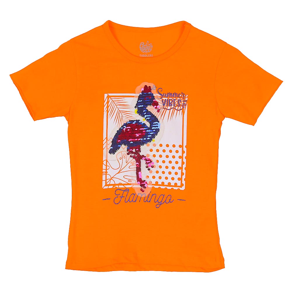 Girls T-Shirt Flamingo-Orange