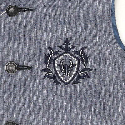 Boys Embroidered Waist Coat - Grey