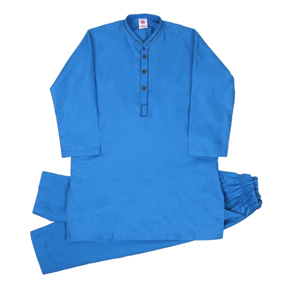 Boys Embroidered Kurta Pajama Suit - Blue