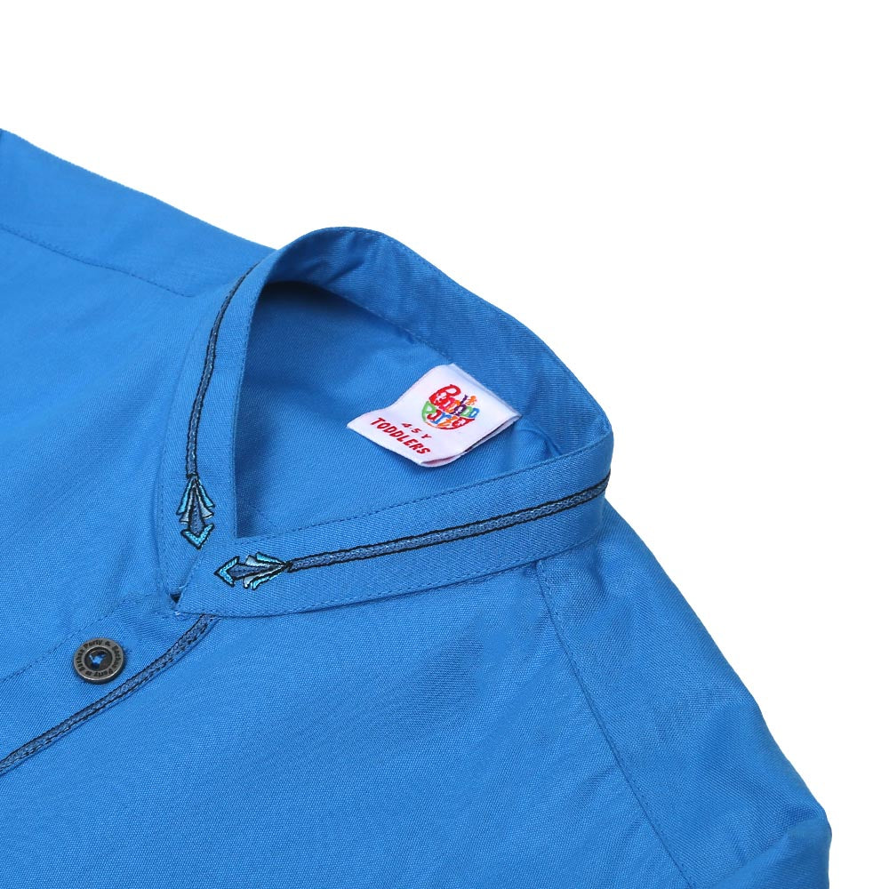 Boys Embroidered Kurta Pajama Suit - Blue
