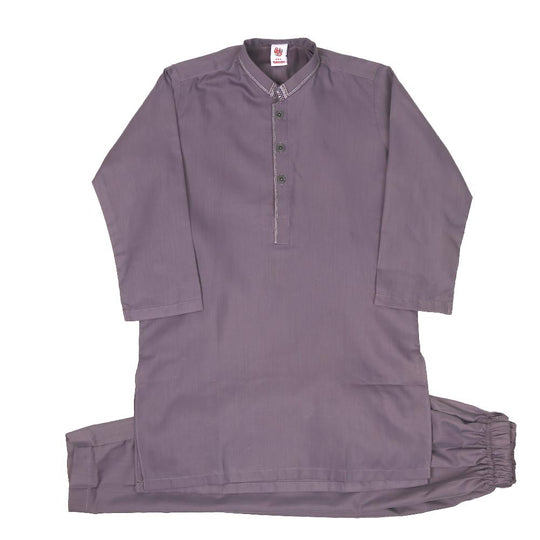 Boys Embroidered Kurta Pajama Suit - Purple