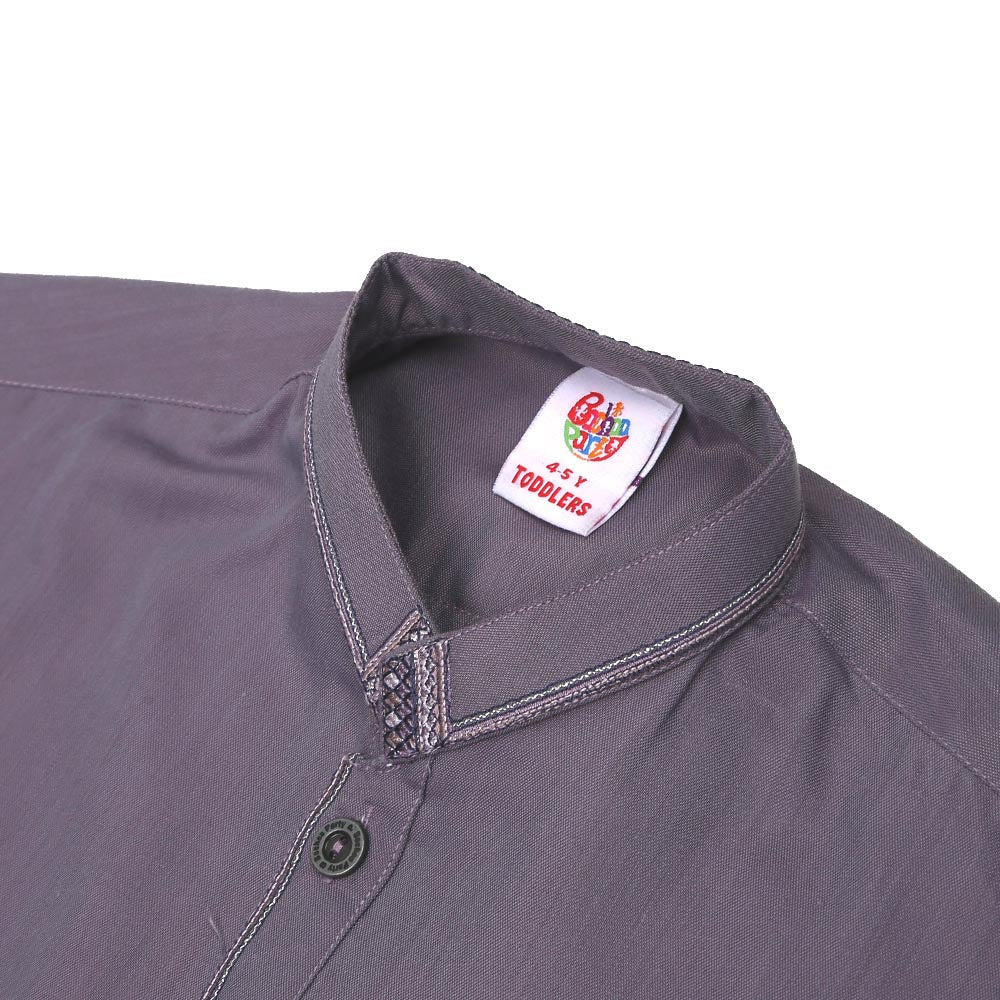 Boys Embroidered Kurta Pajama Suit - Purple