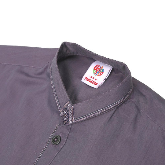 Boys Embroidered Kurta Pajama Suit - Purple