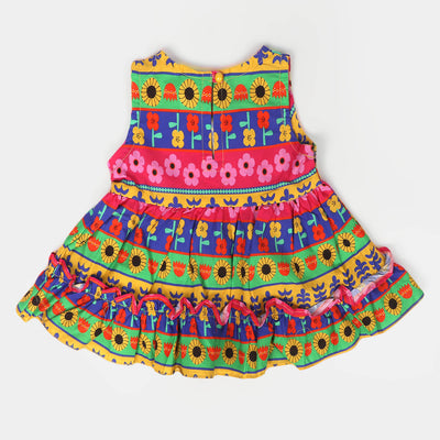 Infant Girls Cotton Casual Frock - Multi
