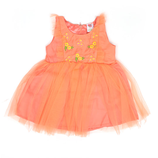 Infant Girls Fancy Frock Fresh Girls EMB - Peach