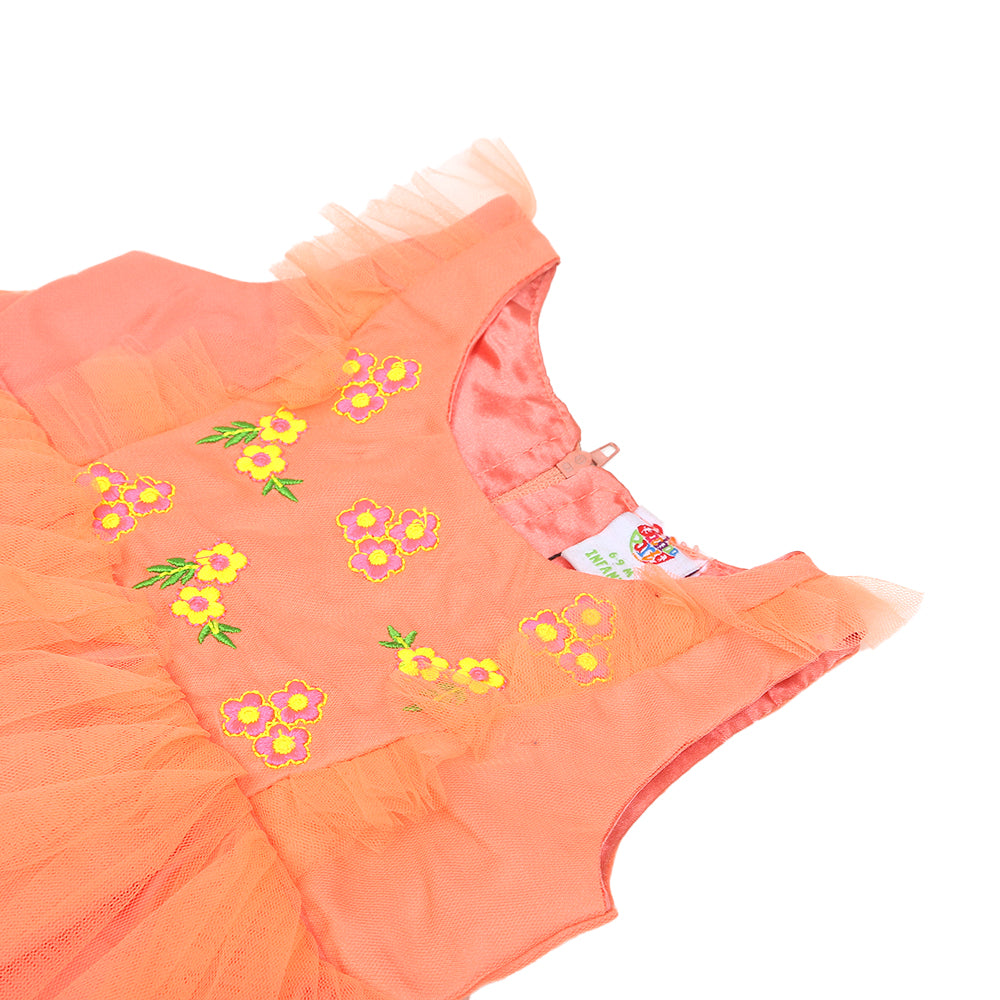 Infant Girls Fancy Frock Fresh Girls EMB - Peach