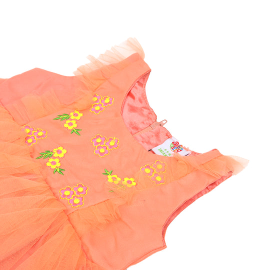 Infant Girls Fancy Frock Fresh Girls EMB - Peach