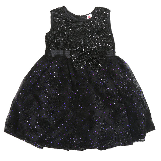 Girls Fancy Frock Fresh Girls EMB - BLACK