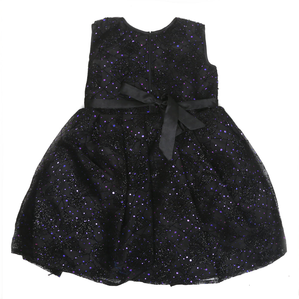 Girls Fancy Frock Fresh Girls EMB - BLACK