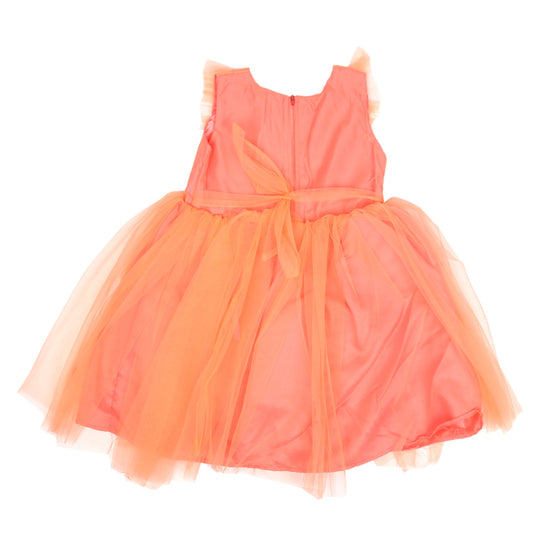 Girls Fancy Frock EMB - Peach