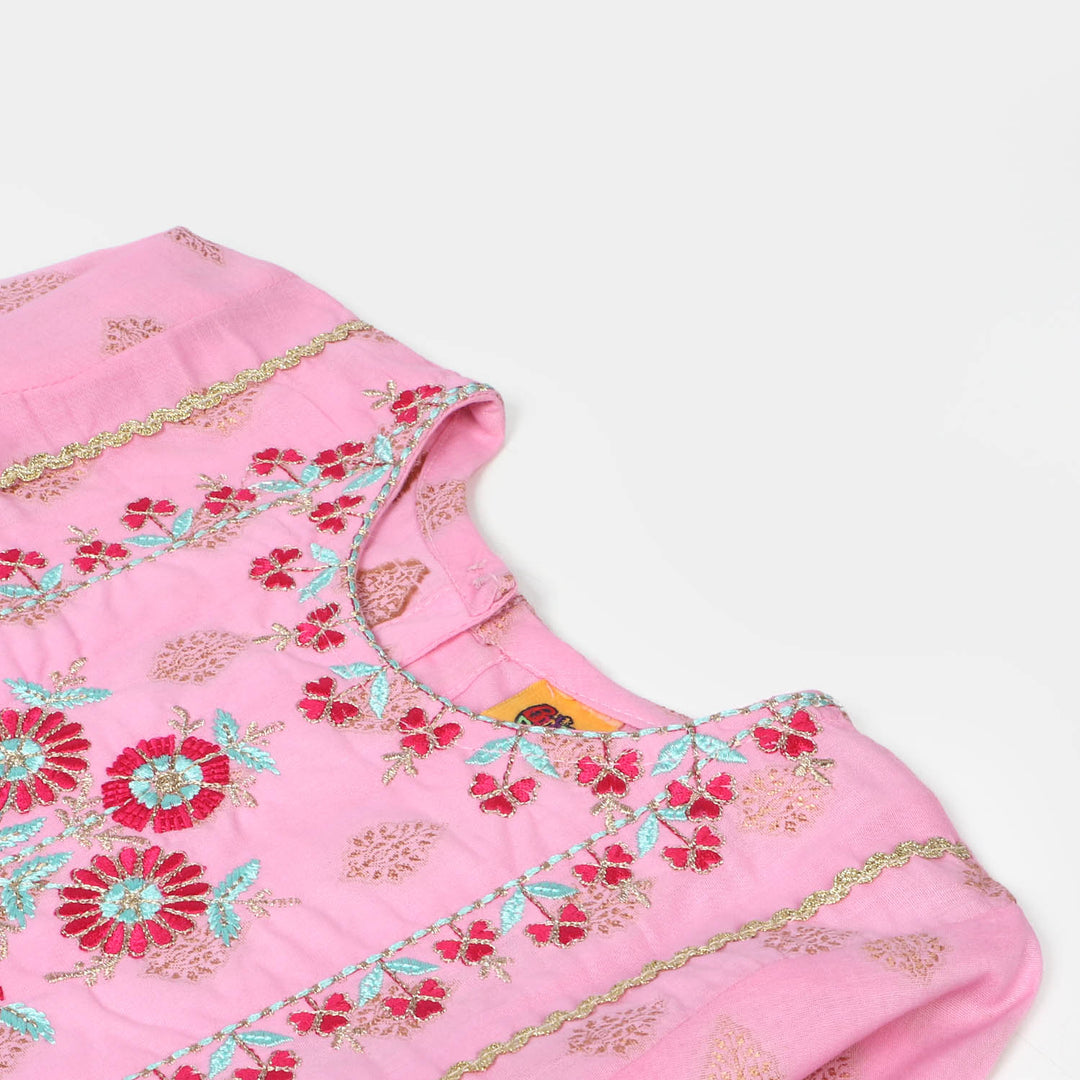 Girls Jacquard 3Pcs Suit Rani - Pink