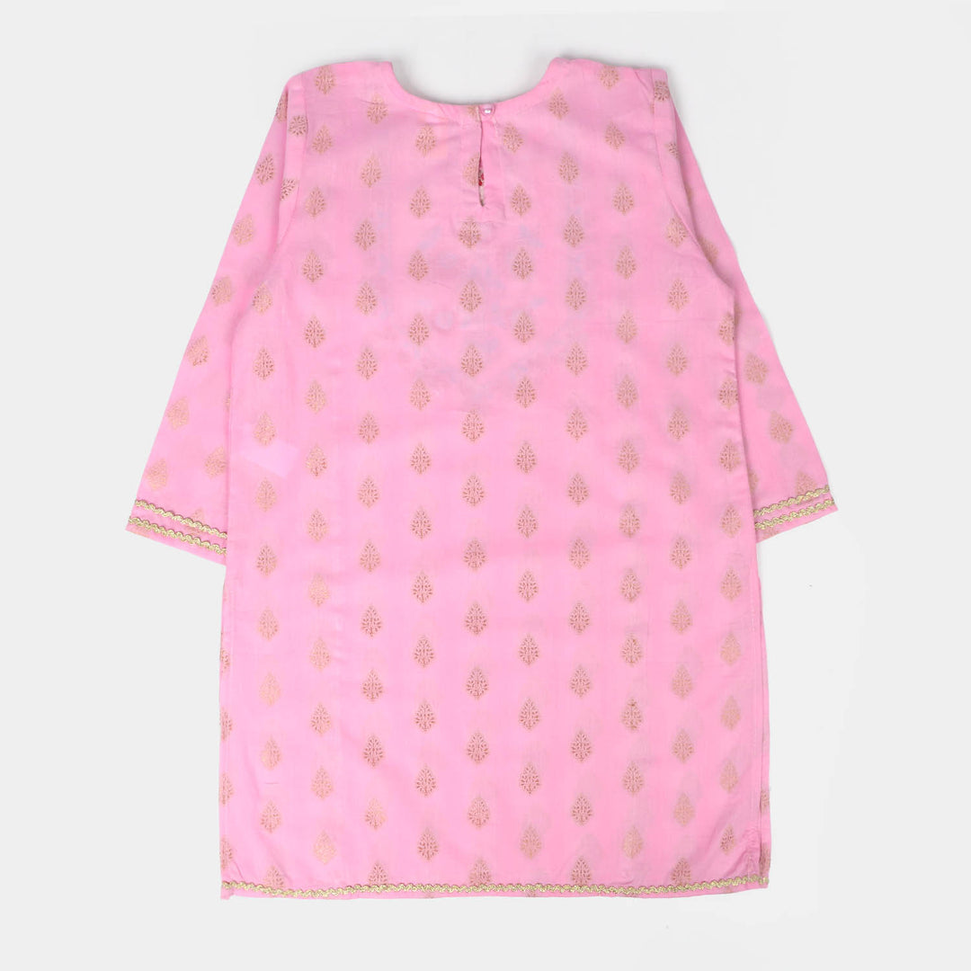 Girls Jacquard 3Pcs Suit Rani - Pink