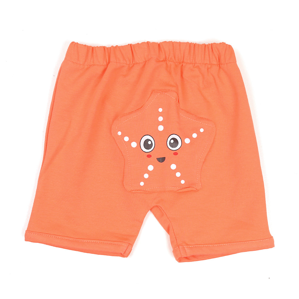 Knitted Star Short For Girls - Peach