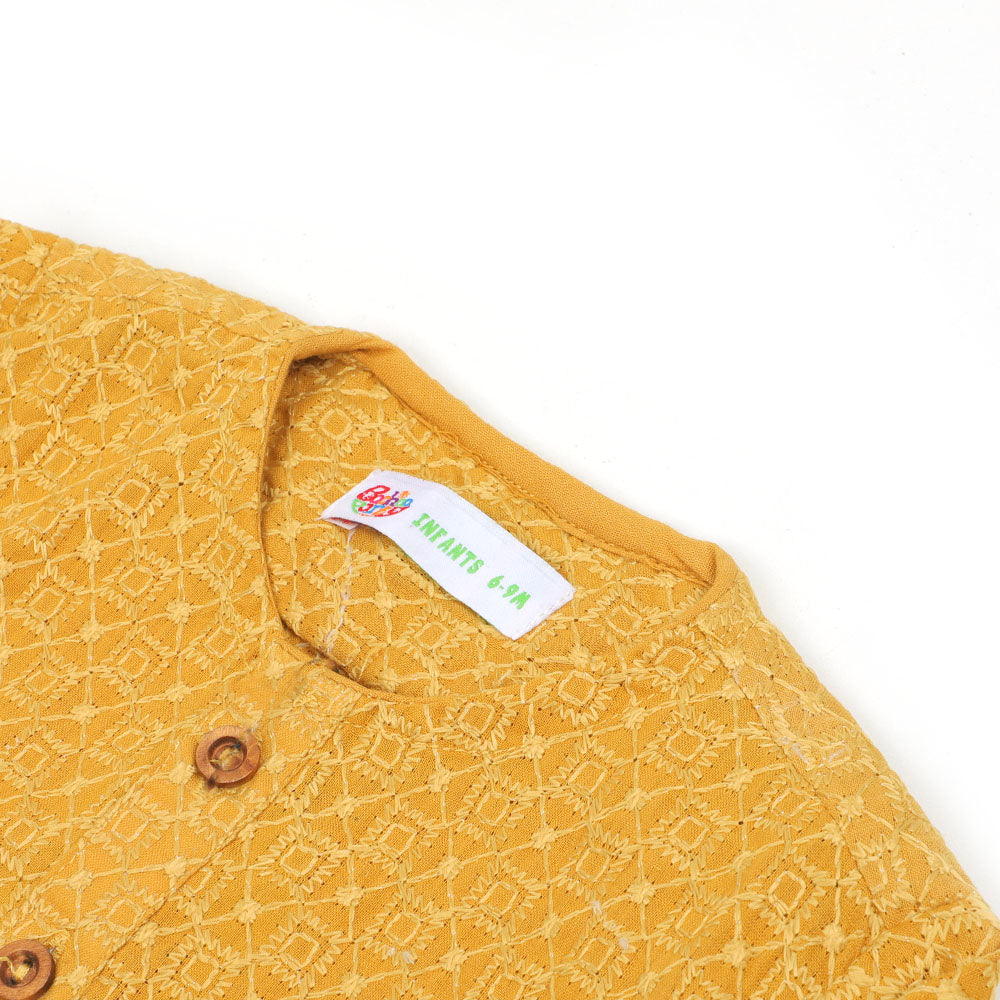 Infants Boys Chicken Basic Kurta - Mustard