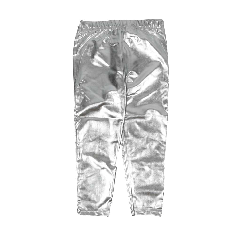 Shiny Foil Printed Tights For Girls - Silver (GT-029)