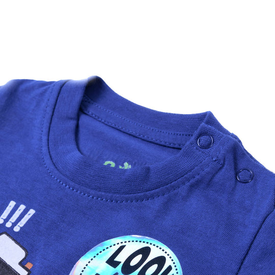 Infant Boys T-Shirt Say Cheese -Navy Peony