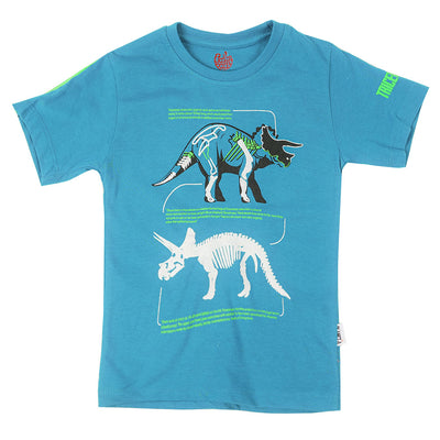 Boys Cotton T-shirt Triceratops - Harbor Blue
