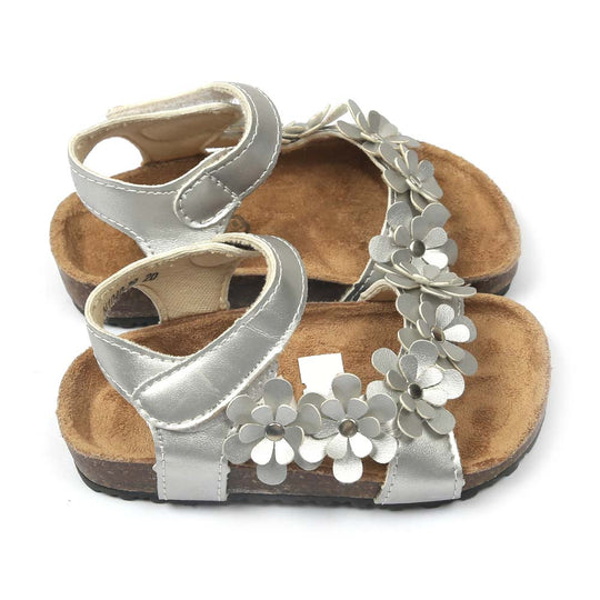 Fancy Flowers Sandals For Girls - Silver (N1040-29)