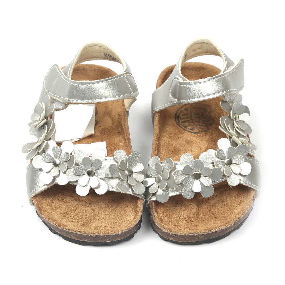 Fancy Flowers Sandals For Girls - Silver (N1040-29)