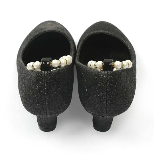 Fancy Glitter Pearl Pumps For Girls - Black (AF-3S)