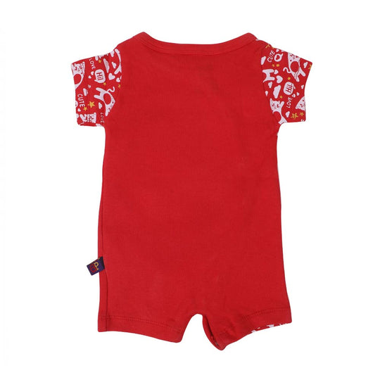 Knitted Meow Romper For Infants - Red