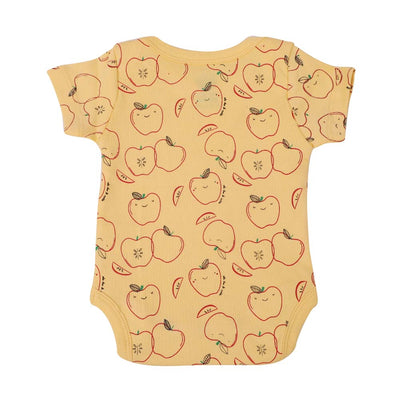 Apples Printed Romper For Infant- Yellow