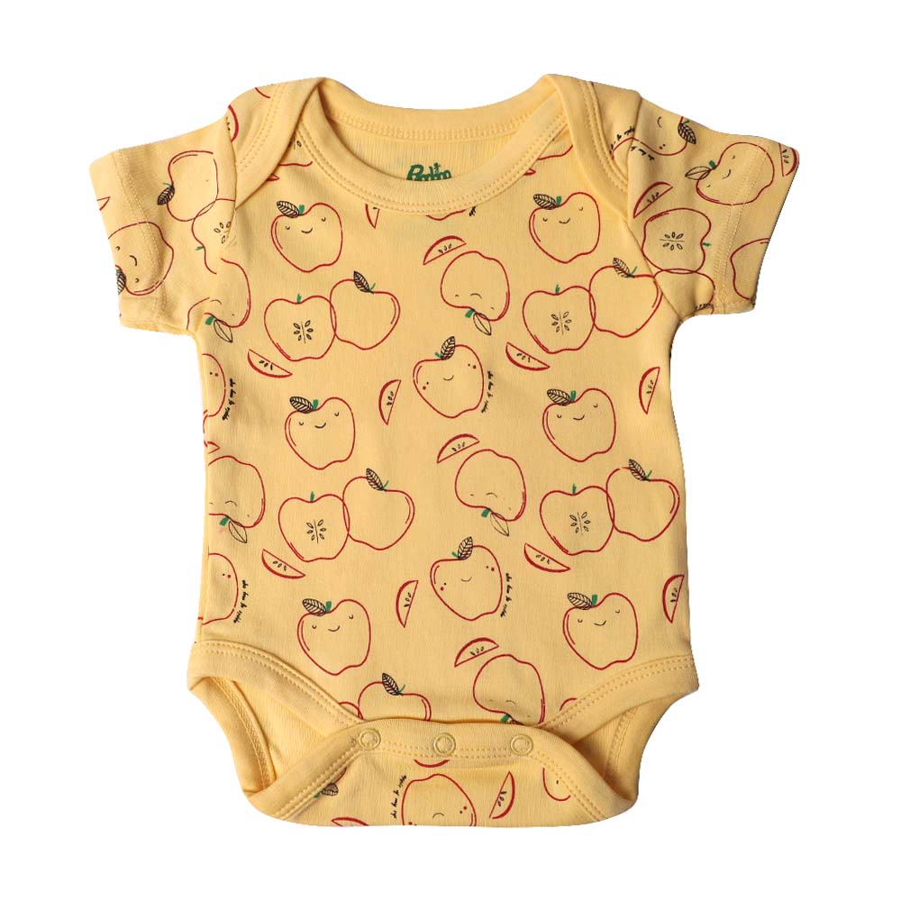 Apples Printed Romper For Infant- Yellow