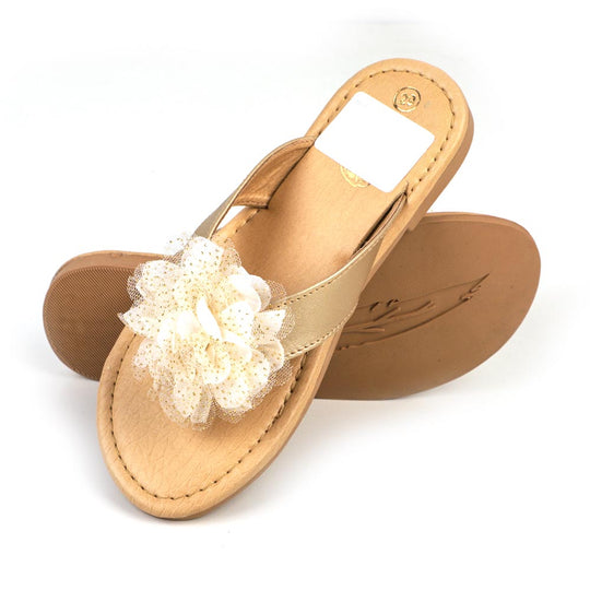 Flower Stylish Slipper For Girls - Beige (R.5)