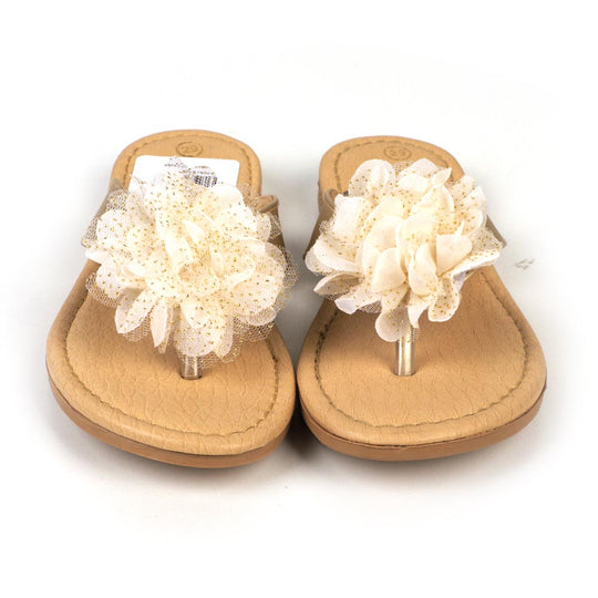 Flower Stylish Slipper For Girls - Beige (R.5)