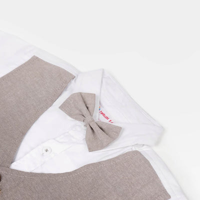 Boys Cotton Suit - Greyish Brown