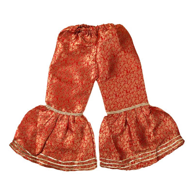 Fancy Gharara Glow 3 PCs Suit For Girls - Red