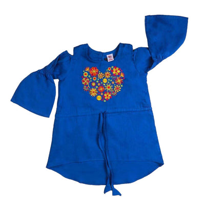 Embroidered  Top For Girls - Royal Blue