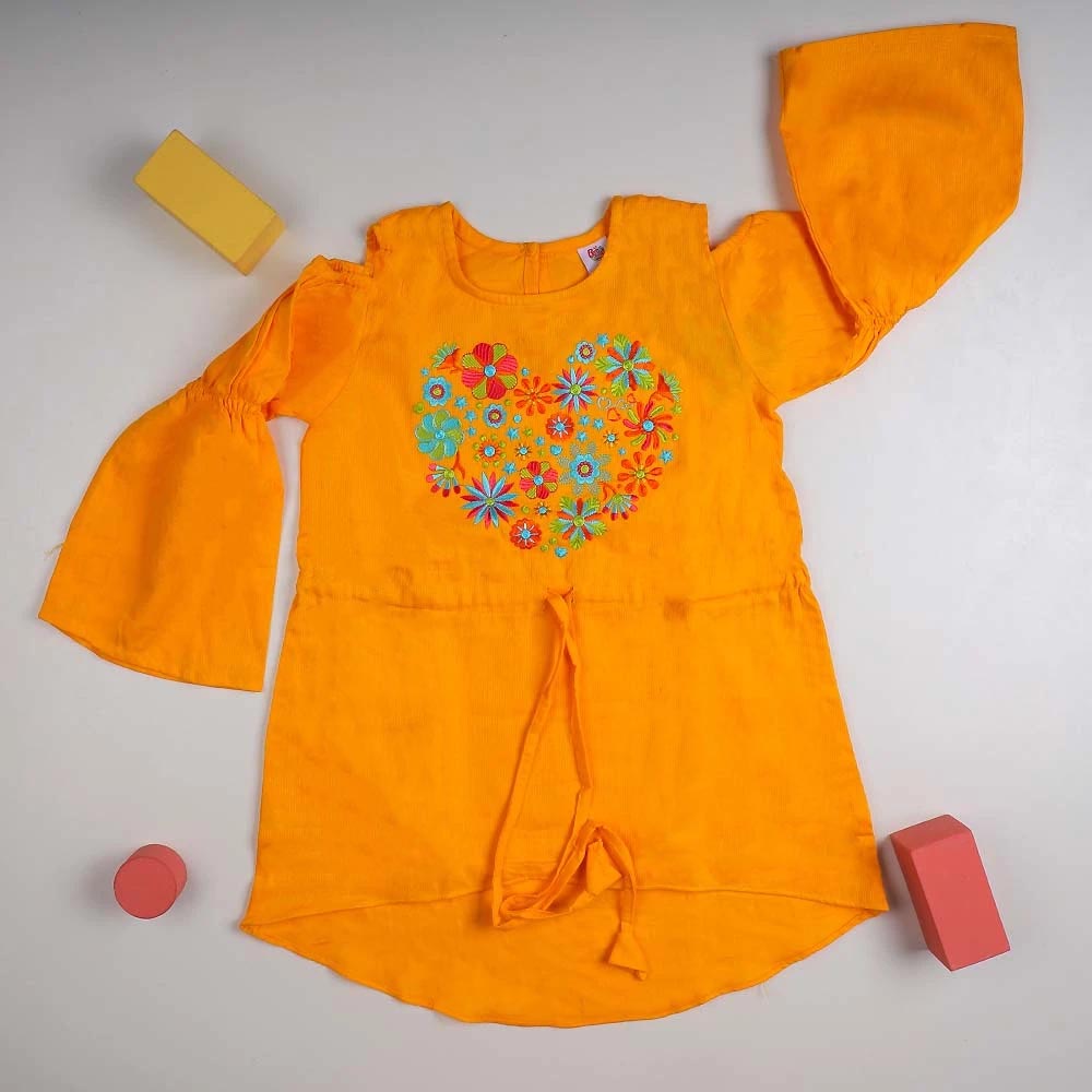 Embroided Mandala Top For Girls - Citrus