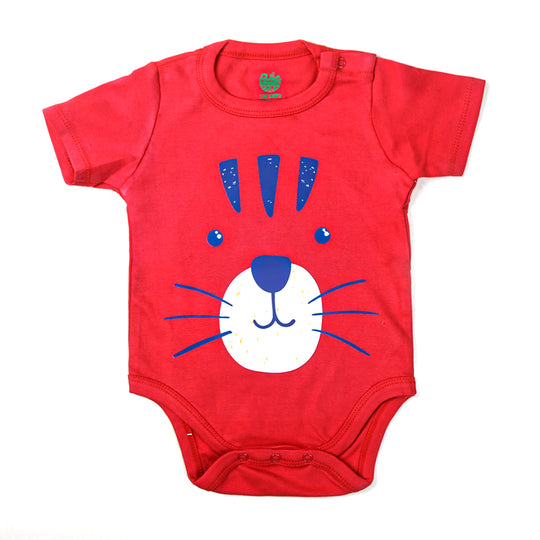 Bear Basic Romper For Boys - Red