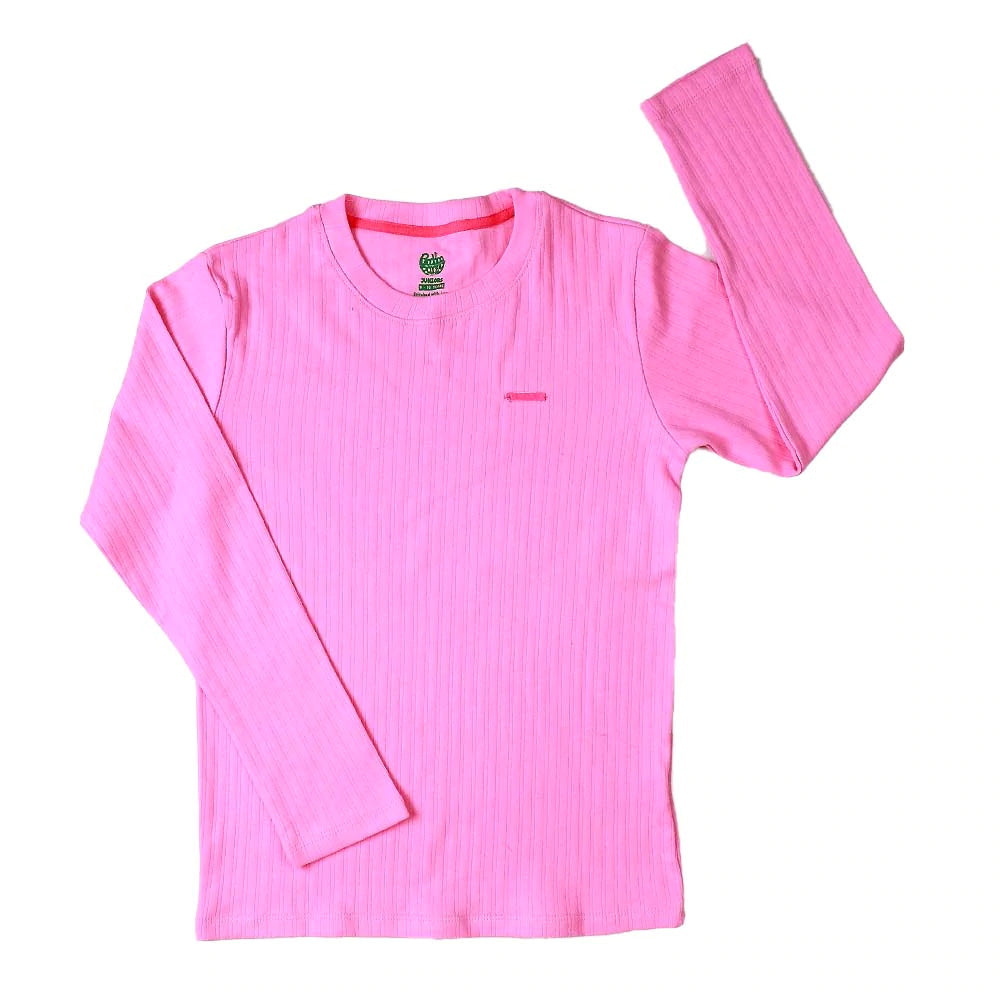 Kids Full Sleeves T-Shirt Rib - Pink