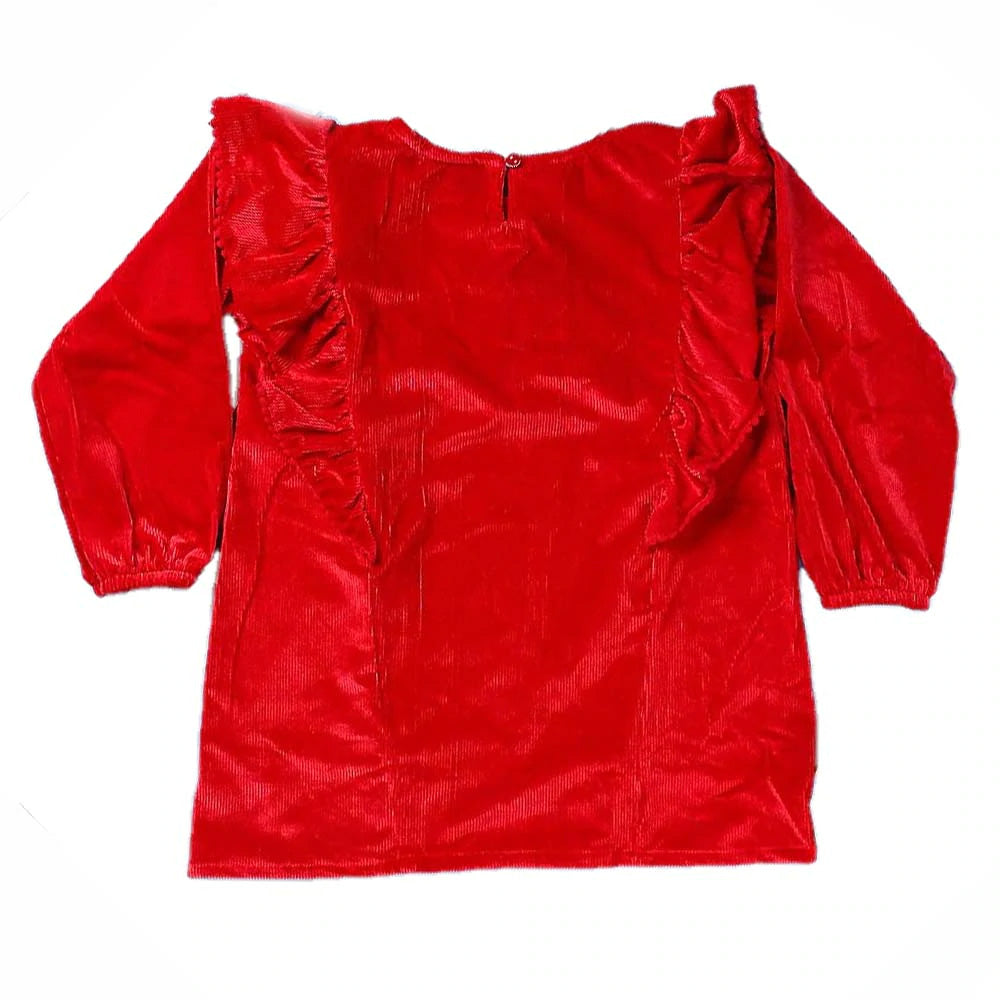 Luxe Velvet Top For Girls - Red