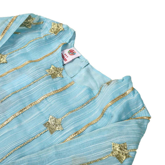 Fancy Gharara 3 PCs Suit For Girls - Blue