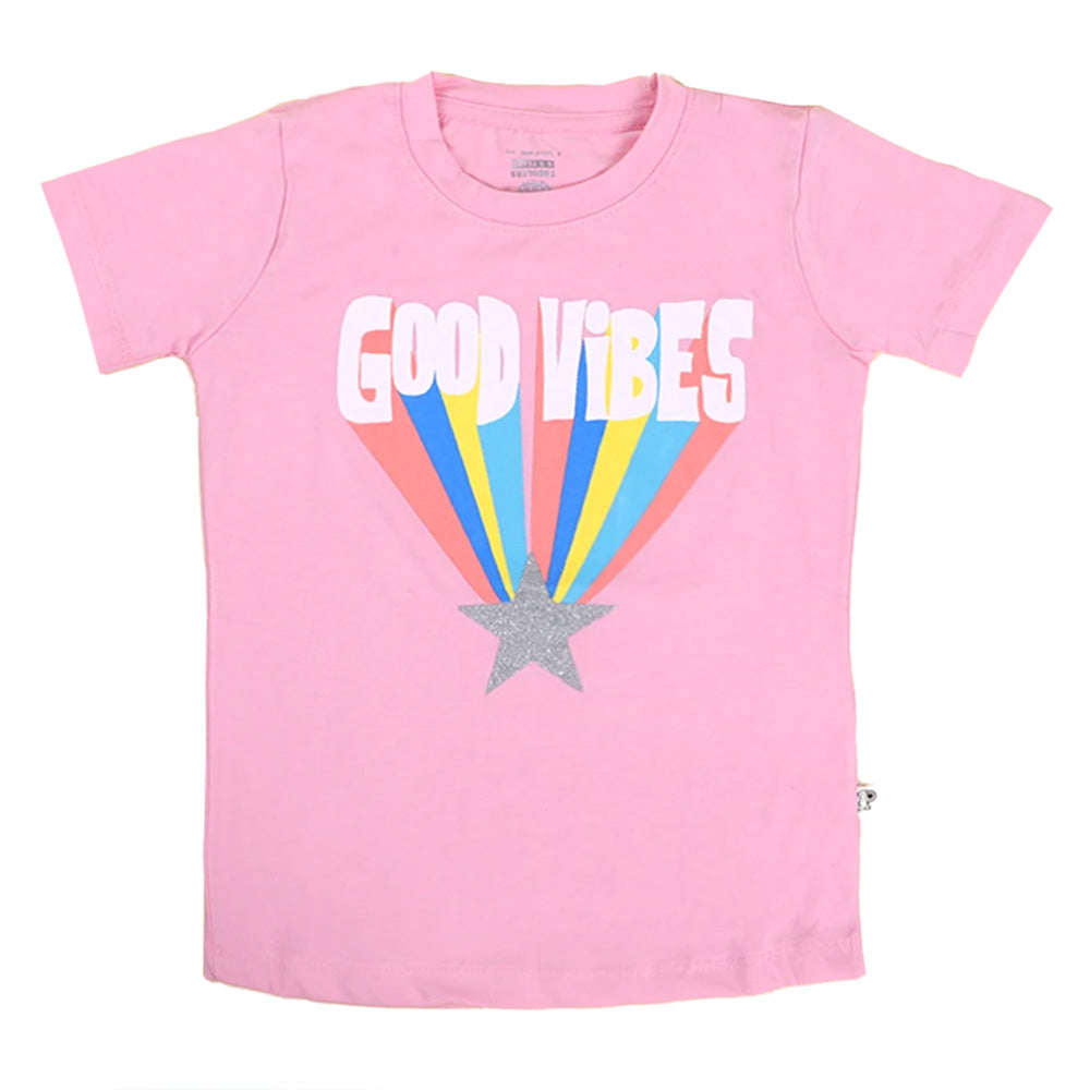 Girls T-Shirt Good Vibes E-C - Pink