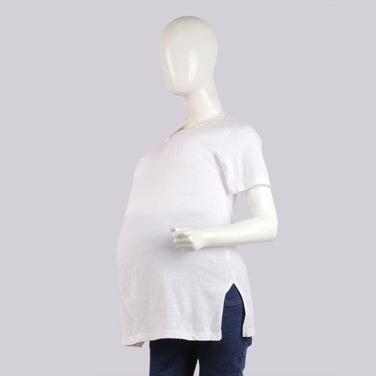 Women's Maternity V Neck T-Shirt - White