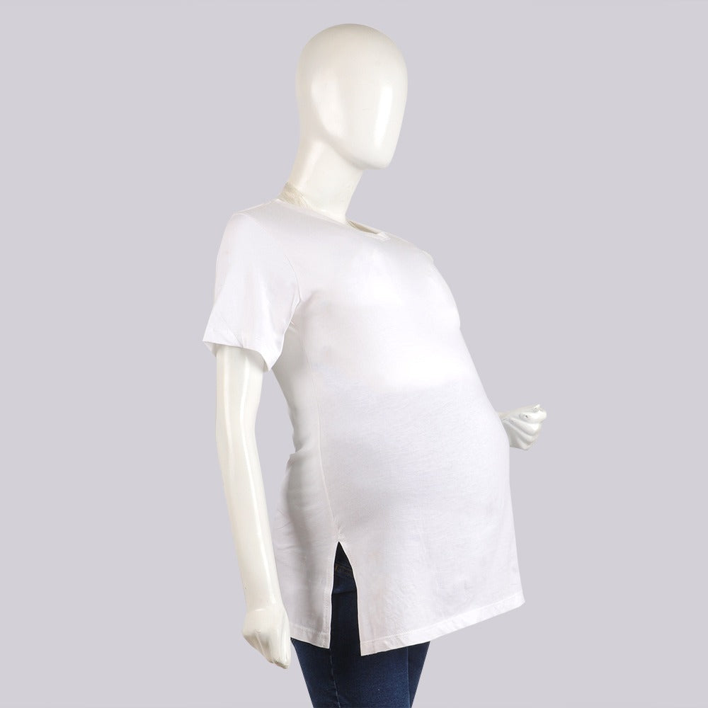 Women's Maternity V Neck T-Shirt - White