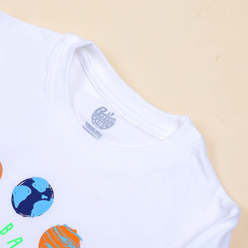 Universe T-Shirt For Boys - White