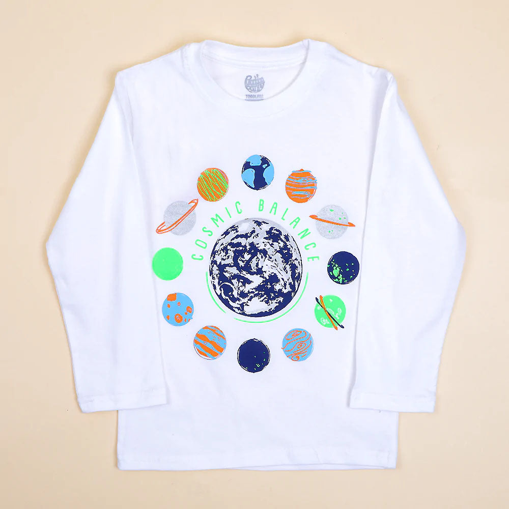 Universe T-Shirt For Boys - White