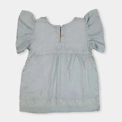 Embroidery Top For Girls - Grey