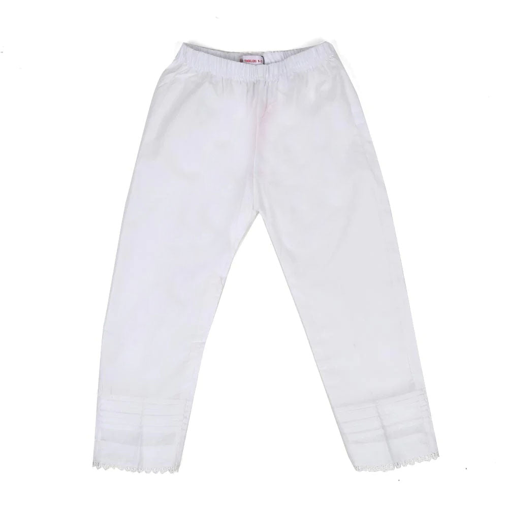 Girls Trouser Pleated - White