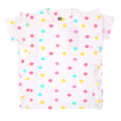 Infant Girls T-Shirt Multi Dot -White