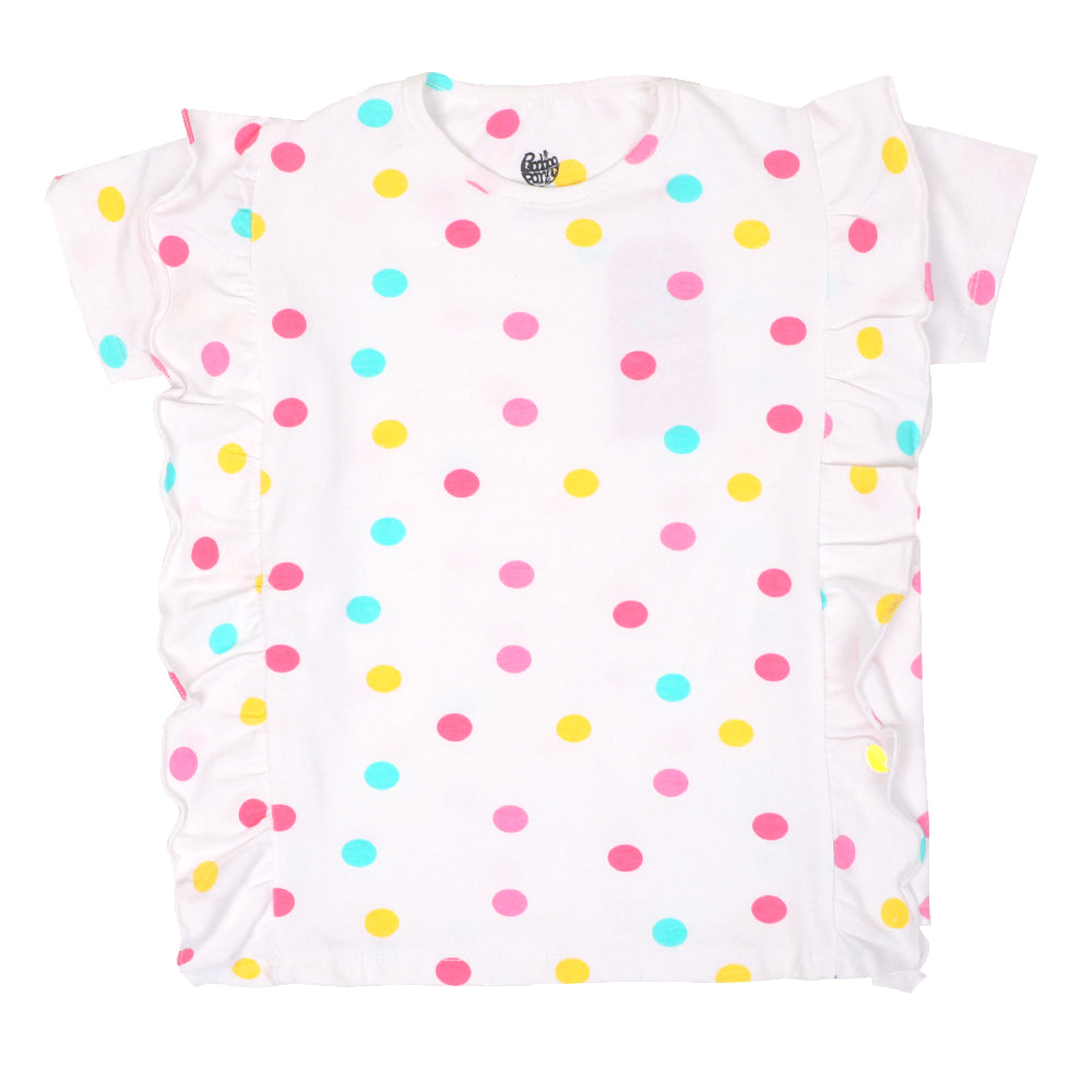 Girls T-Shirt Multi Dot -White