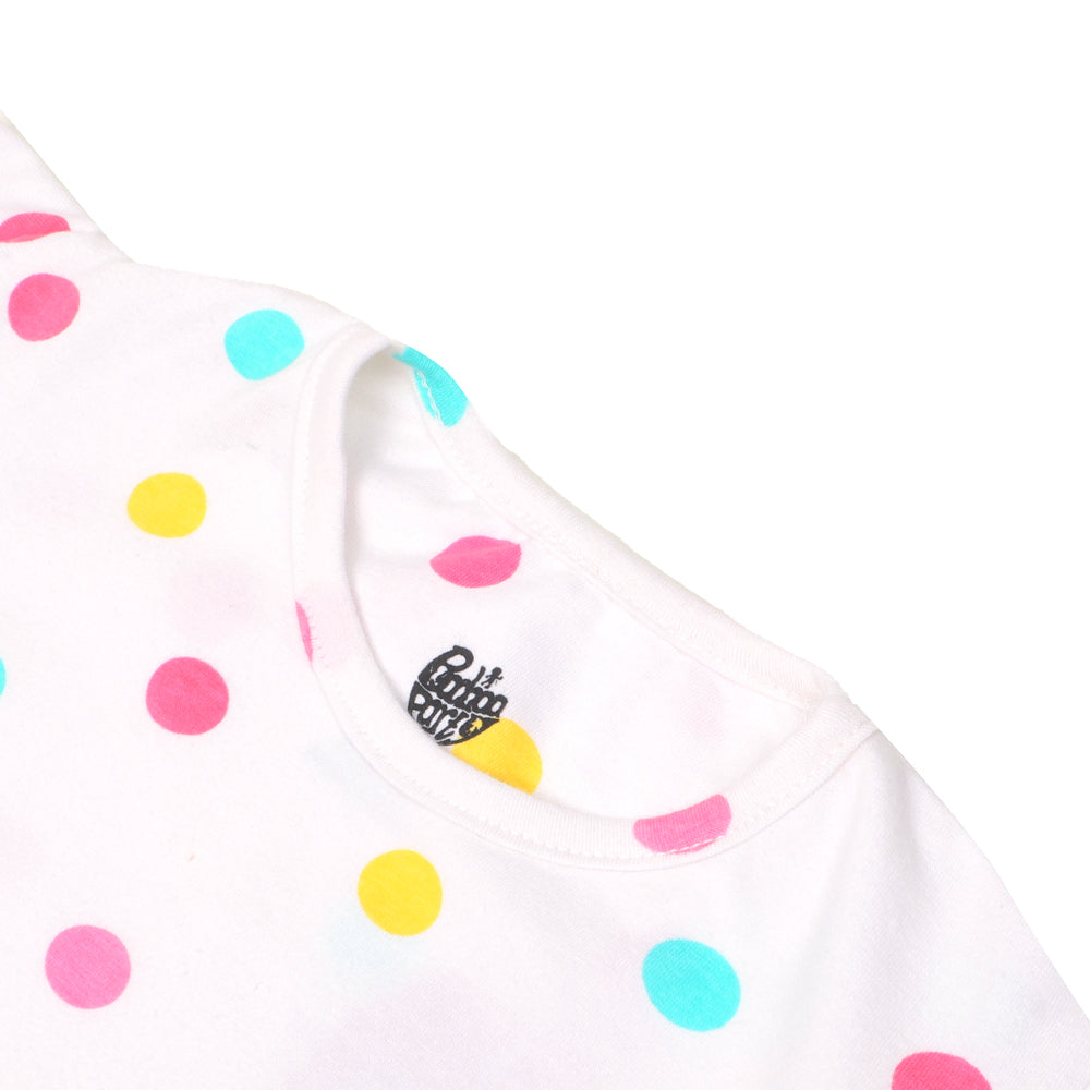 Girls T-Shirt Multi Dot -White