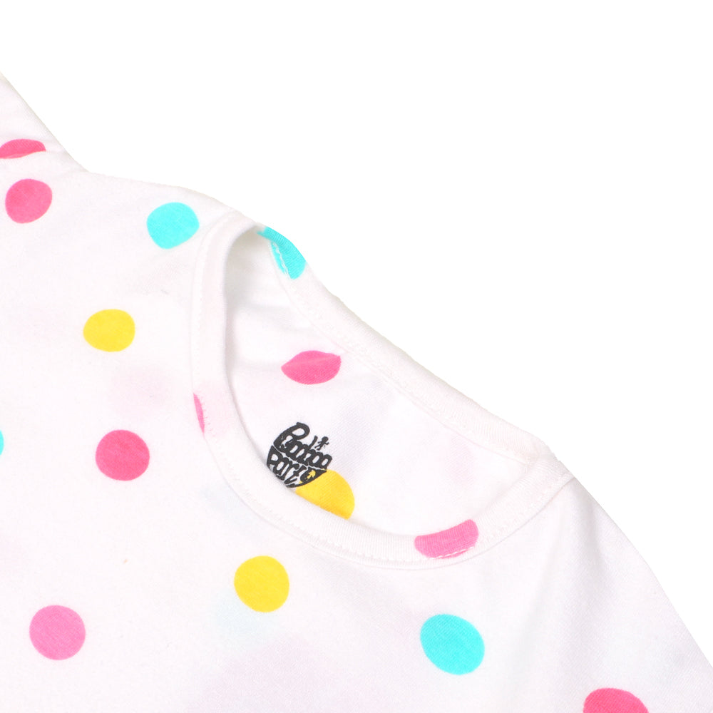Infant Girls T-Shirt Multi Dot -White