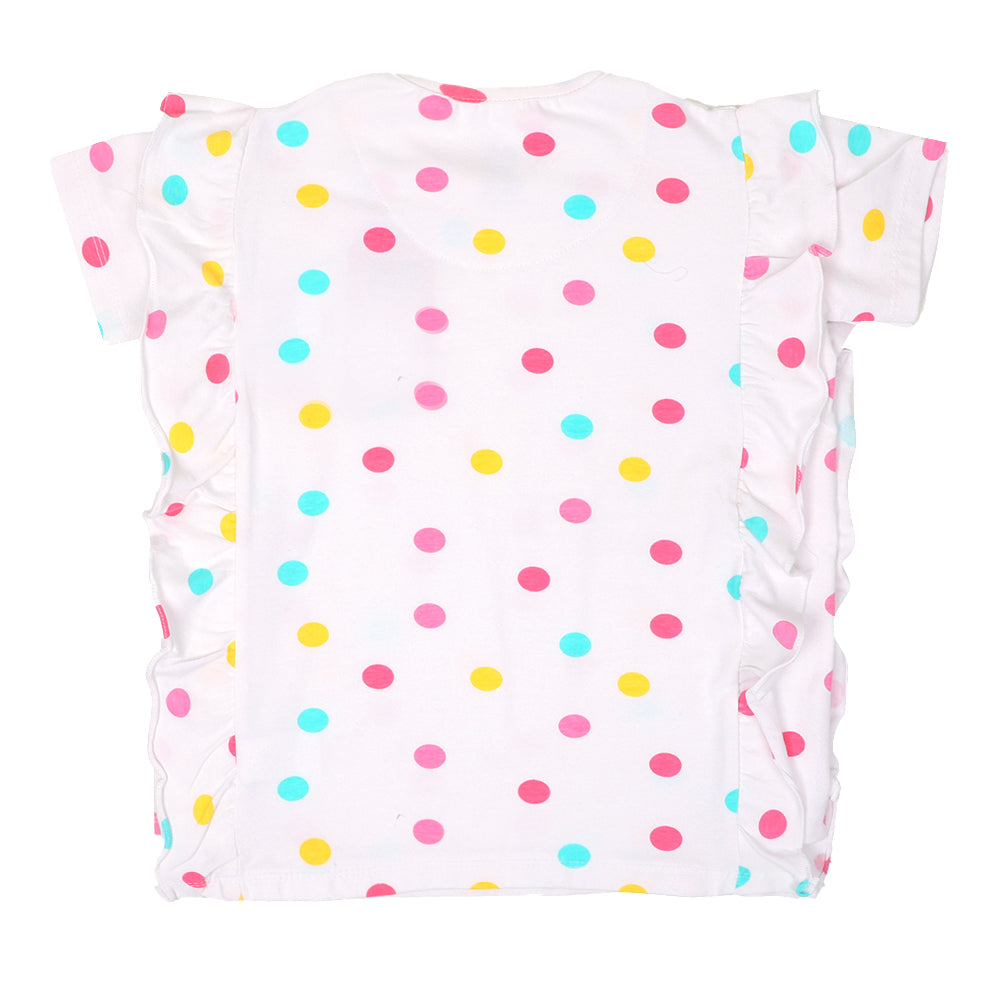 Infant Girls T-Shirt Multi Dot -White